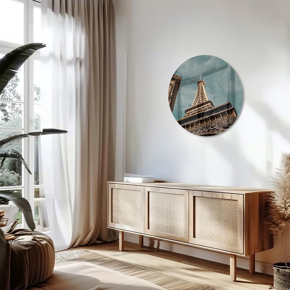 Glas schilderij van de Eiffeltoren met een luxe uitstraling