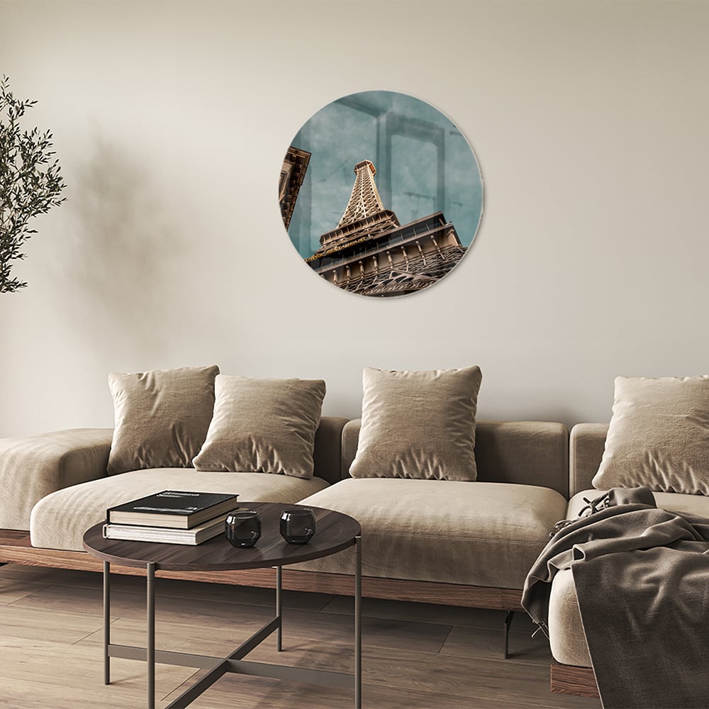 Glas schilderij van de Eiffeltoren met een luxe uitstraling