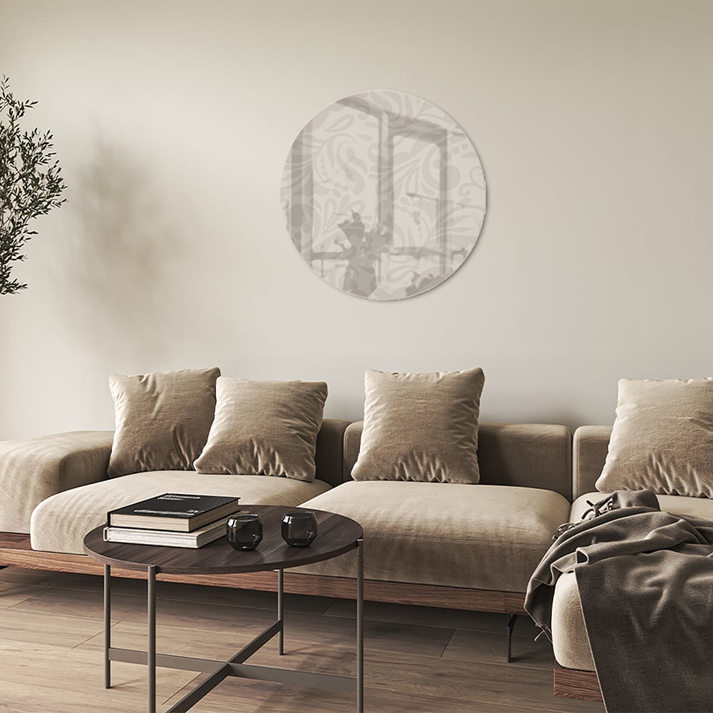 Elegante glazen schilderij met subtiel patroon aan de wand