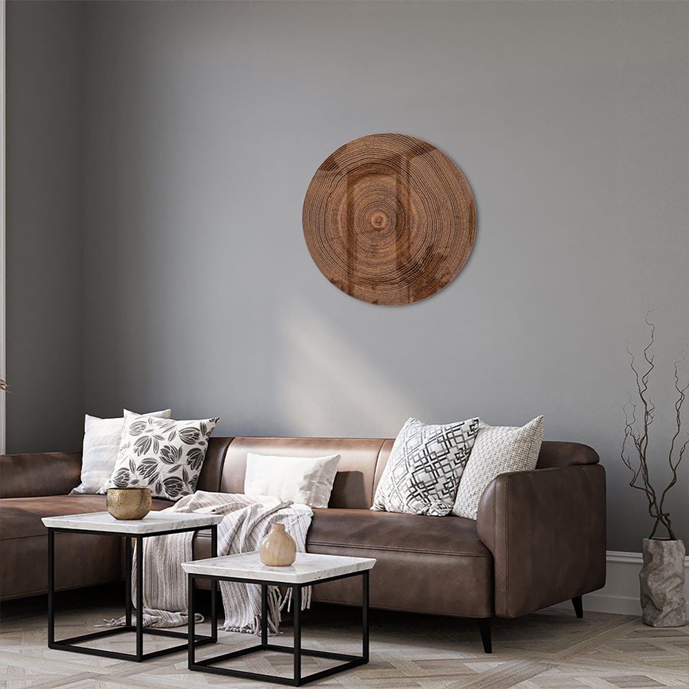 Glazen schilderij met een prachtige houtnerf, perfect voor wanddecoratie.